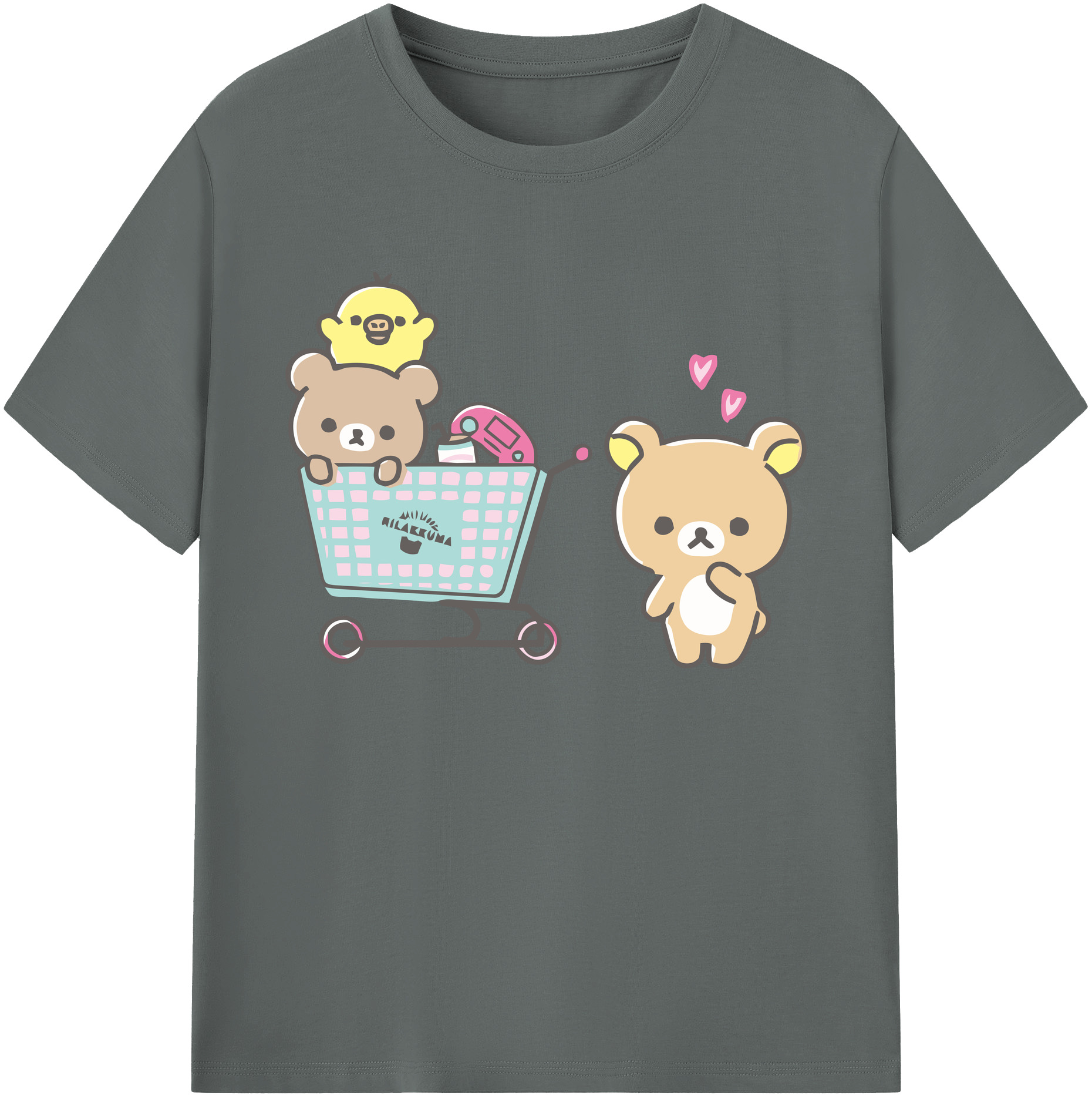 （画像用） リラックマ リラックマ キイロイトリ Rilakkuma Korilakkuma Kiiroitori 綿100％ メンズ半袖Tシャツ｜肌触りやわらか＆通気性